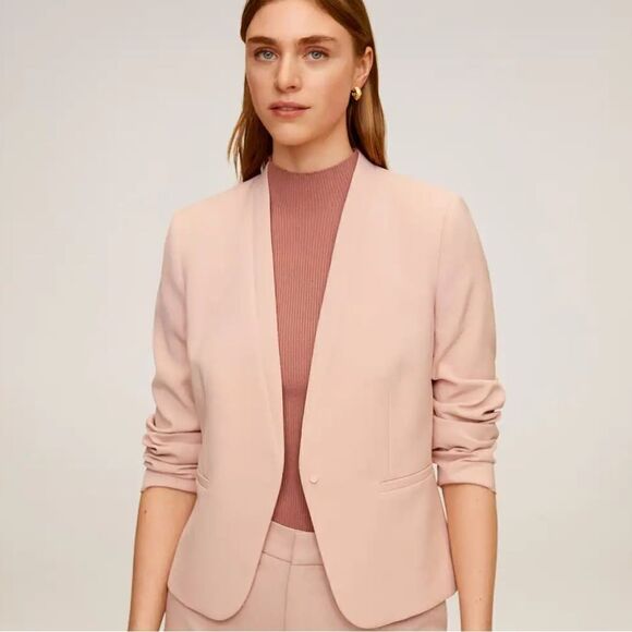 Mango satin collar crepe blazer new - Picture 1 of 8
